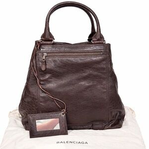BALENCIAGA Motocross Large Brown Lambskin Leather Tote W/ Dustbag